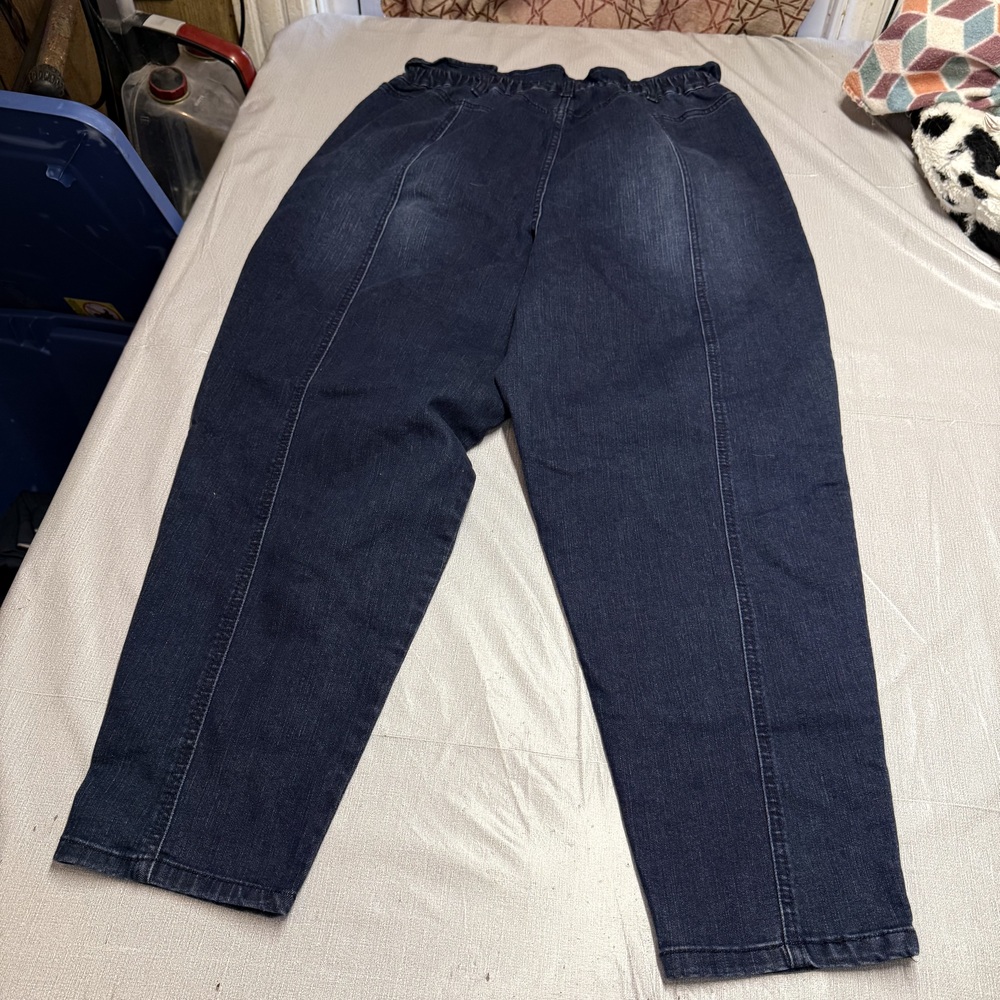Vintage America Womens Jeans Size 16 Dark Wash Paperbag Straight Leg - Picture 4 of 8